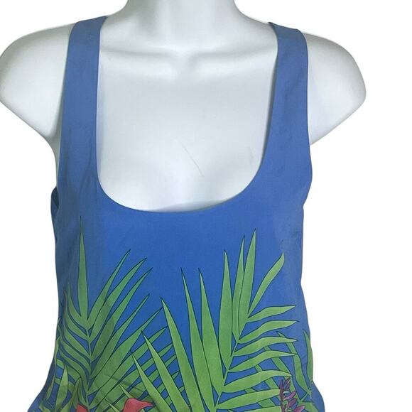 NWT Christopher Deane Tunic Silk Dress XS Tropical Floral Drawstring Blue $255 - Picture 2 of 11